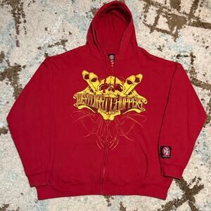 Vintage West Coast Choppers Skull Hoodie Size 2XL Full Zip Y2K Jesse James